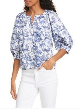 NWT STAUD china blue toile Dill Top size medium
